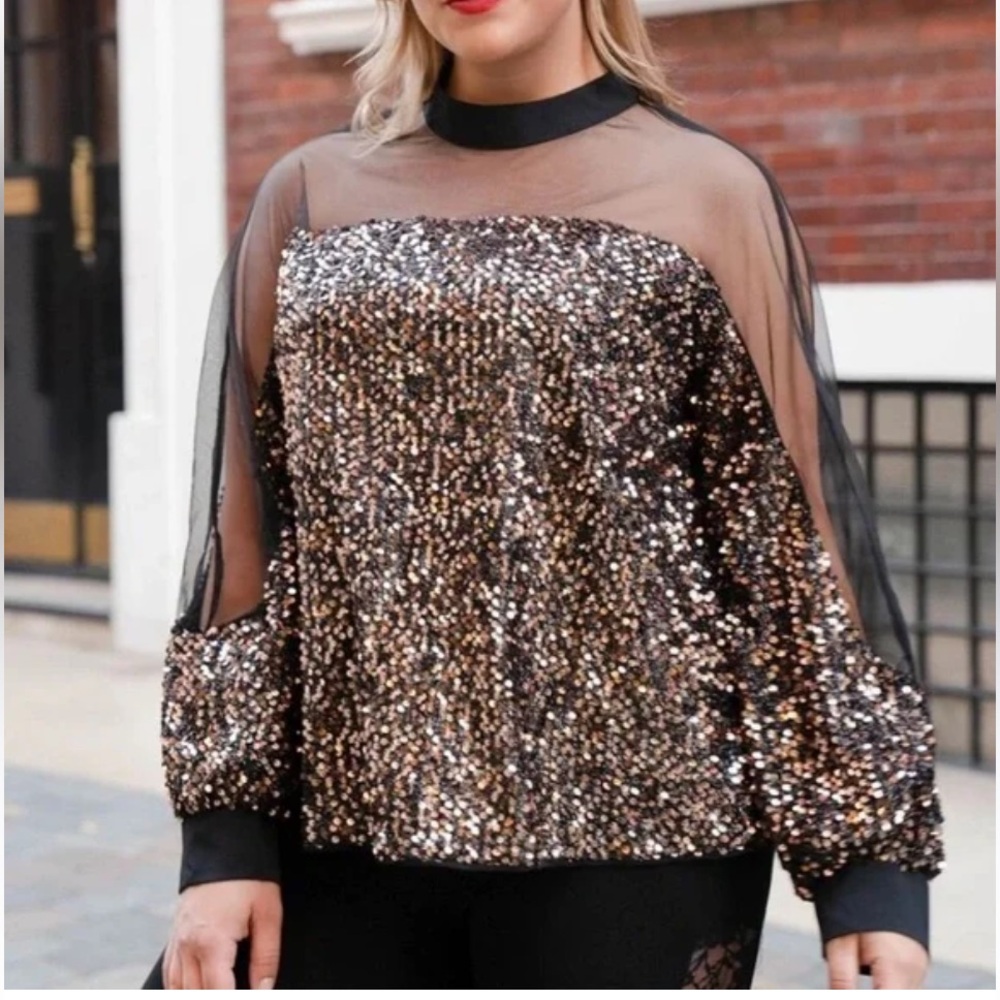 Sequin Mesh Women's Top